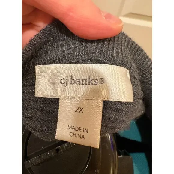 Very Chic Women's Size 2XL CJ Banks Sweater in Dark Grey - Picture 6 of 8